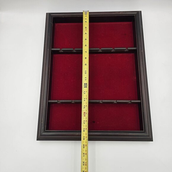 Shadow Box Display Frame Wood Red Velvet Insert Black Finish Mid-Century, Spoons - Picture 8 of 8